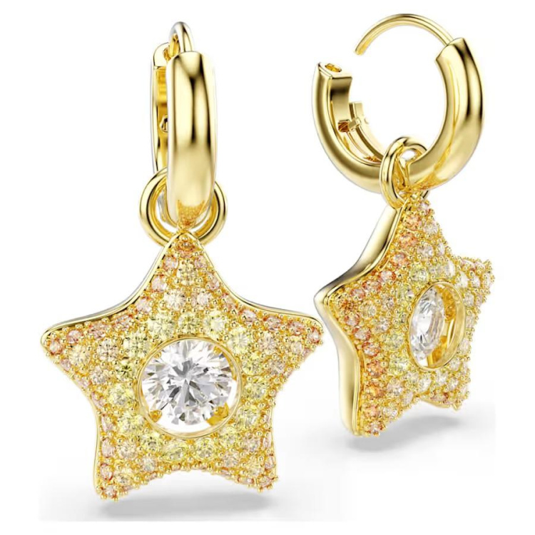 Sublima drop earrings Round cut, Star, Multicolored, 18K gold plated